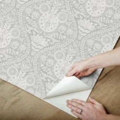 Disney Mickey Mouse Block Print Kids' Peel And Stick Wallpaper Gray