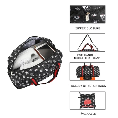 Disney Mickey Mouse Faces All-Over Print Black 21” Packable Duffel 2 Disney Mickey Mouse Faces All-Over Print Black 21” Packable Duffel - Image 2
