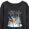 Women's - Disney - Christmas - Up To Snow Good Lightweight French Terry Wide Neck Long Sleeve Graphic Shirt