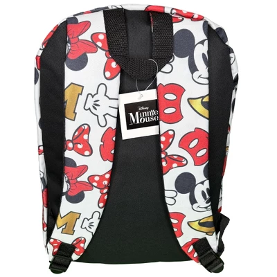 Disney Mickey Minnie Mouse All Over Print 16" Backpack W/ Front Pocket White 4 Disney Mickey Minnie Mouse All Over Print 16" Backpack W/ Front Pocket White - Image 4