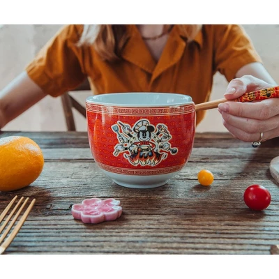 Silver Buffalo Disney Mickey Mouse Wild Wok 20-Ounce Ramen Bowl And Chopstick Set 2 Silver Buffalo Disney Mickey Mouse Wild Wok 20-Ounce Ramen Bowl And Chopstick Set - Image 2